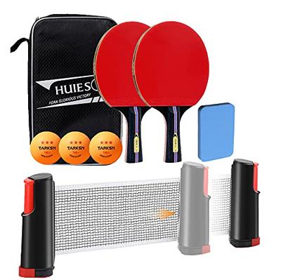 Sitengle Table Tennis Set: Compact Table Tennis Net, 2 Table Tennis Rackets, 3 Ping Pong Balls, Cleaning Sponge, and Storage Pouch. Suitable for Work,