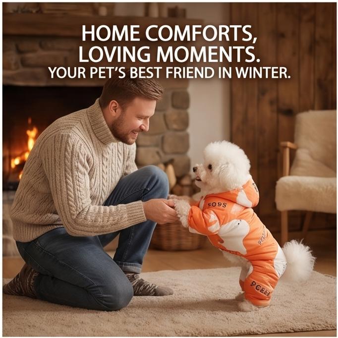 Thick Polar Bear Four-Legged Dog Winter Coat, Warm Cotton Outfit for Small Breeds, No Leash Included, S-2XL Cold Weather Wear