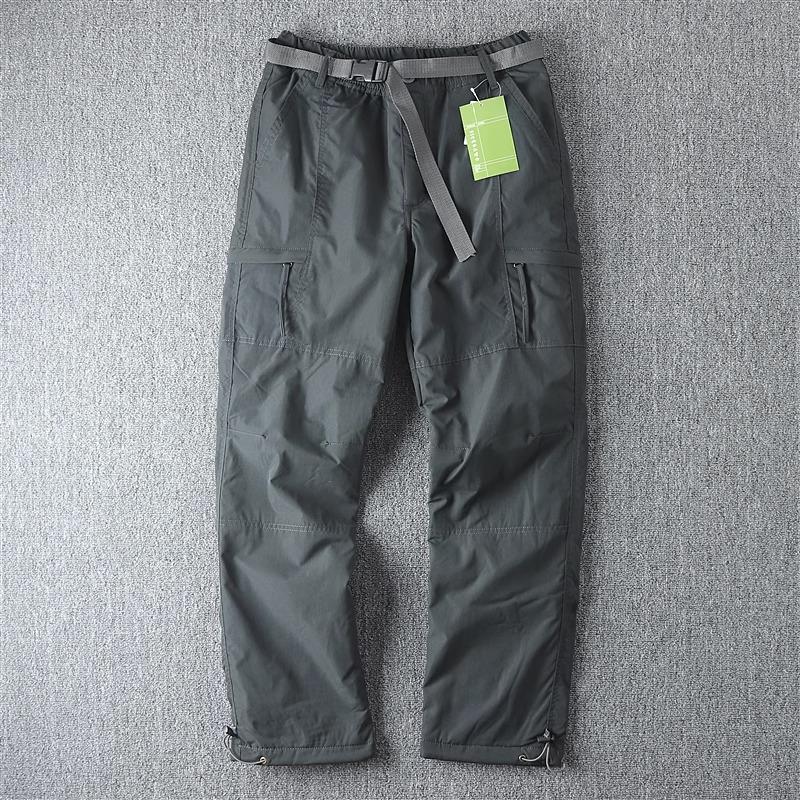 Men's Quick-Dry Multi-Pocket Loose Straight Overalls Plus Velvet Autumn/Winter Combat Pants