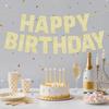 Pre-Strung Happy Birthday Banner - NO DIY - Glitter Gold Birthday Party Decorations for Women Men Kids
