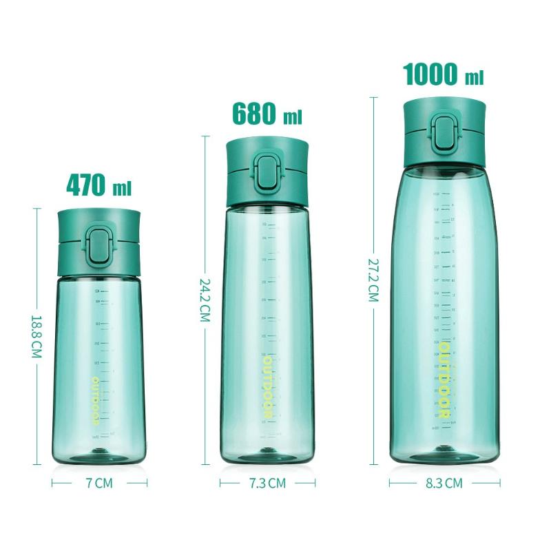 Tritan Sports Water Bottle with Flip Top Lid, Leakproof Portable Outdoor Drinking Cup with Scale & Lanyard for Gym Travel Workout