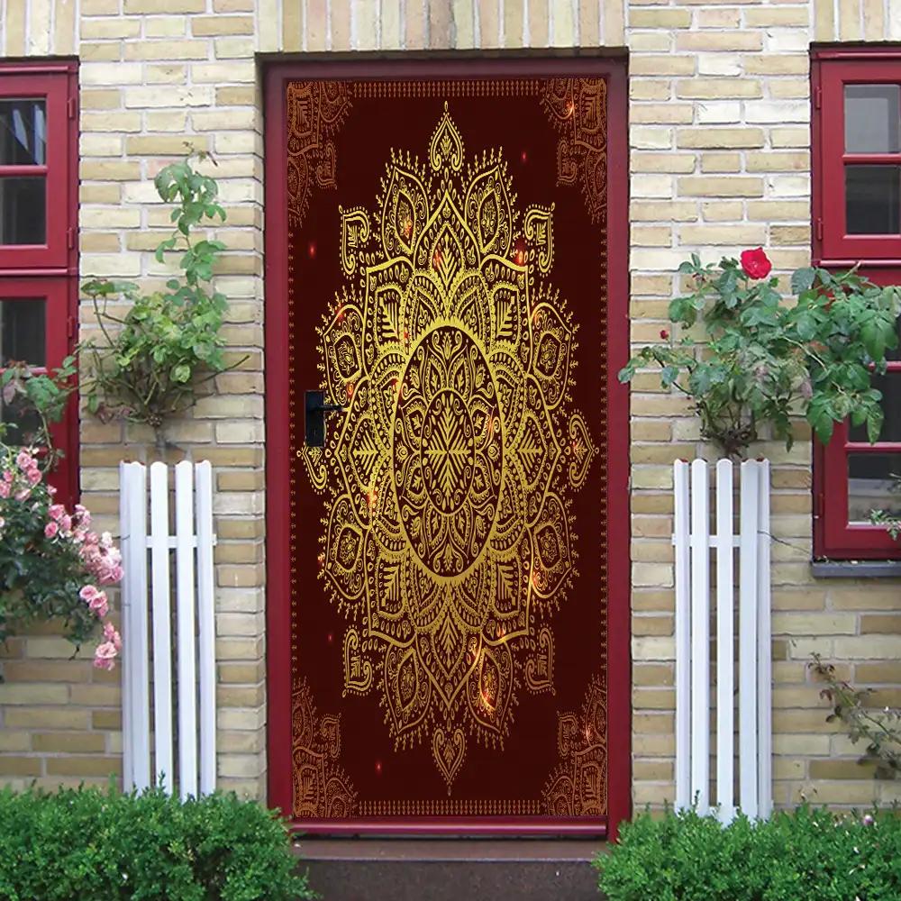 Retro Themed Kitchen Decoration PVC Door Sticker - a Festive Door Decoration That Can Be Easily Removed, Suitable for Kitchen, Guest Room