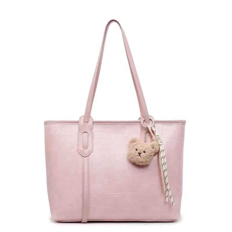 Large Capacity Portable Tote Bag Women's New Fashionable Solid Color Commuter Shoulder Bag