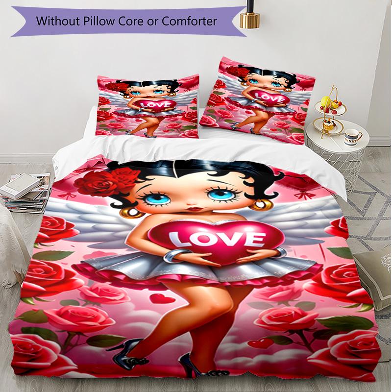 3pcs Duvet Cover Set (1*Duvet Cover + 2*Pillowcase, Without Core), doll Print Soft All‑Season Bedding Set, Home Bedroom Decor Gift