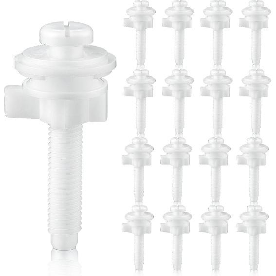 Jetec 2 Pieces Toilet Seat Screws Replacement Kit Plastic Bolts with Plastic Nuts and Washers Parts Kit for Fixing The Top Toilet Seat, White
