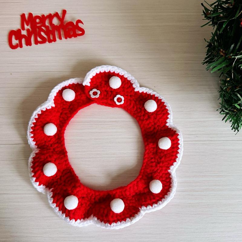 Knitted Christmas Snood & Scarf for Pets: Cat & Small Dog Collar Accessories, Crochet Photo Props