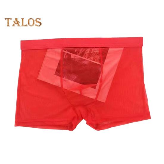 Men Boxer Underwear Summer Ultra Thin Perspective Mesh Yarn Shorts Briefs Mid-rise U-Convex Sexy Panties
