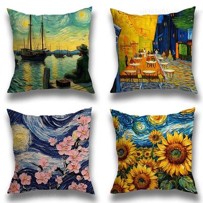 Van Gogh Pillow Case Sofa Living Room Bedroom Headboard Backrest Cushion Square Cushion Nap Time