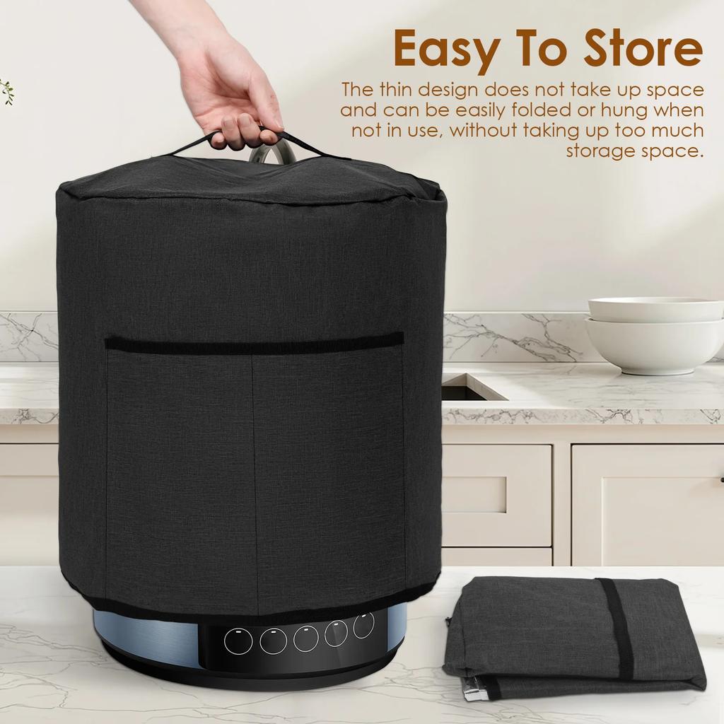 Air Fryer Dust Cover Polyester Small Appliance Protective Cover with Pocket and Carrying Handle Kitchen Rice Cooker Dust Cover