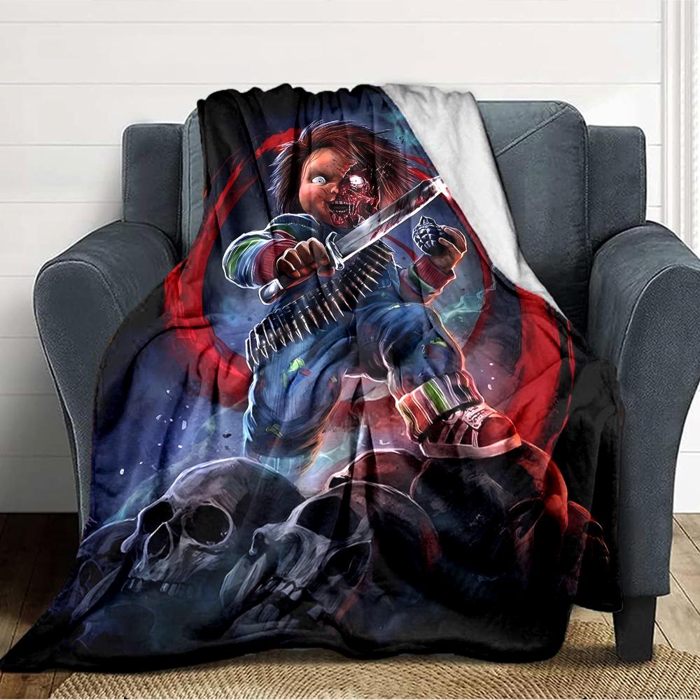 1pc Chucky2 Blanket, Gift, for Men and Women, Soft Blanket, Good for Sofa Bed Couch Travel, Lightweight Flannel Blanket