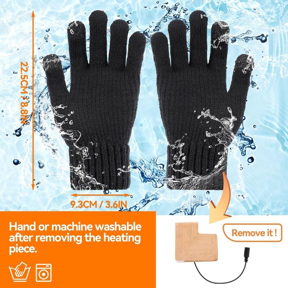 Washable USB Heated Gloves Warm Knitting Gloves Hot Winter Touchscreen Gloves  for Men Women