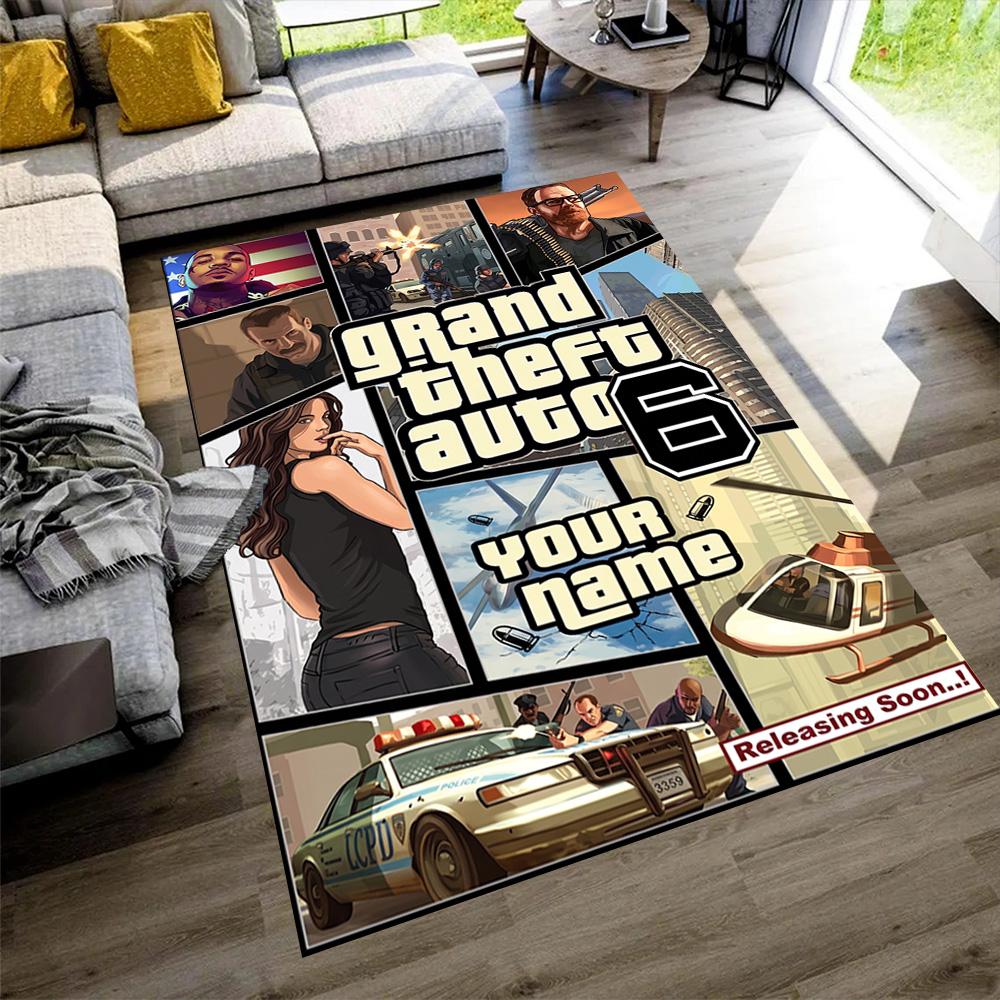 Grand Theft Auto Personalized Name Floor Mat Suitable for Playrooms Dining Room Kitchen Foyer Anti-slip Rug Office home decor Gift for Festivals