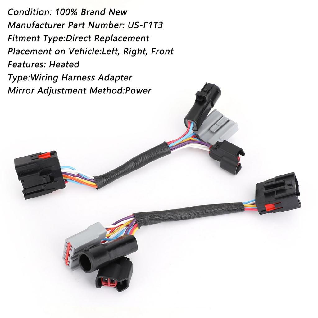 2x Adaptér elektroinštalácie Adaptér pre spätné zrkadlá pre Ford F250-F550 99-07