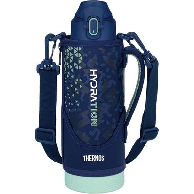 Thermos Water Bottle Vacuum Insulated Sports 1L Navy Mint Only Kids Pouch Comfortable Strap FJS-1000F NVMT