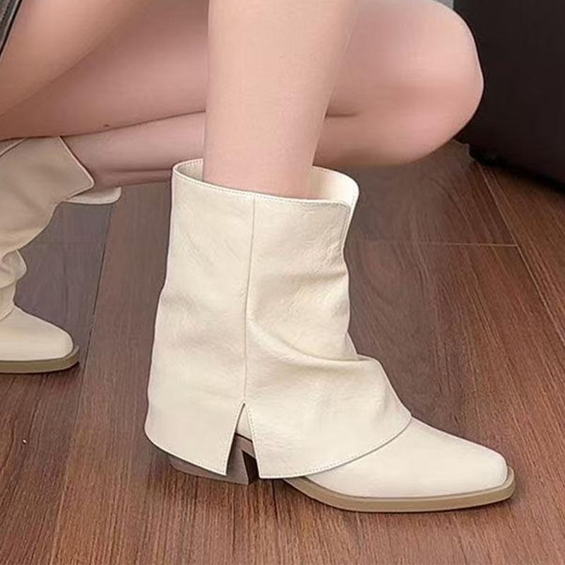 Fashion 2025 Winter New Mid Heels Short Boots for Women Fashion Elegant Pointed Toe Shoes Comfort Chelsea Ankle Boots Dress Zapatillas