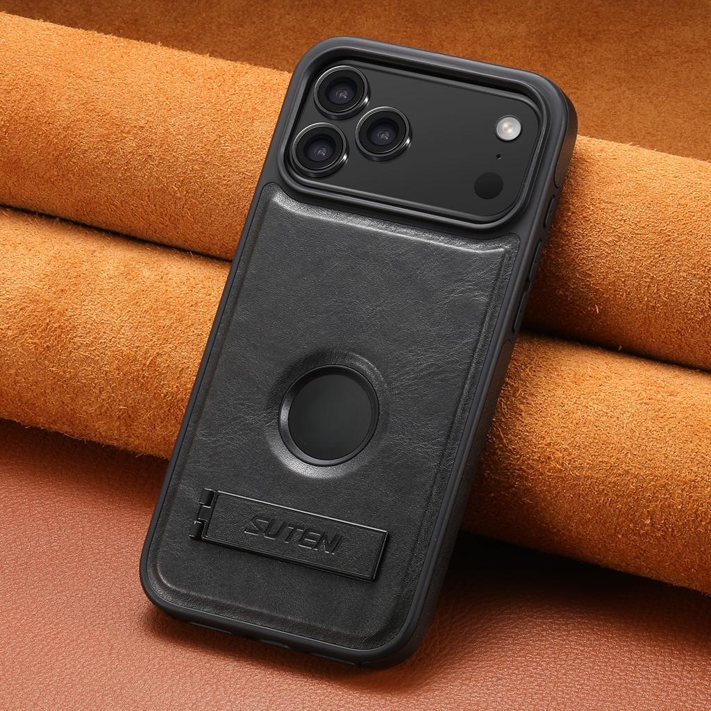 Vintage Oil Wax Leather Phone Case for iPhone 17 Pro Max Air 16 Plus 15 14 13 12 Pro Invisible Bracket Magnetic Charging Cover