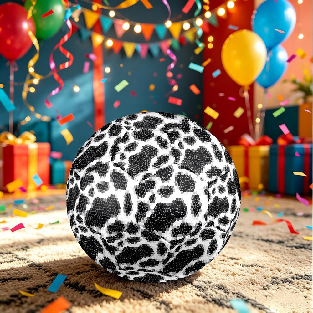 1pc Cow Print Size 5 Soccer Ball Professional Match Training Football Indoor &Outdoor Sports Ball Lightweight Durable c6580 Size 5