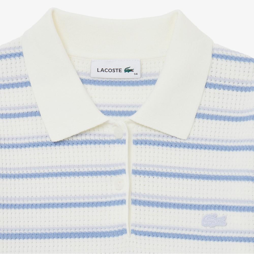 Lacoste Women's Striped Sweater Polo Shirt PF710E-56GAEY