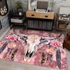 VIKAMA Western-Style Carpet With Bull'S Head And Rose Motif Office Chair Rug Living Room And Bedroom Carpet Home Decor