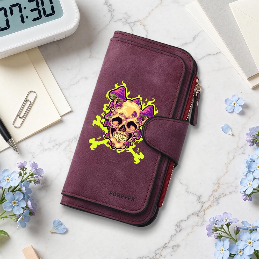 Gothic Skull Pattern Long Wallet Cool Fashion Purse for Daily Use