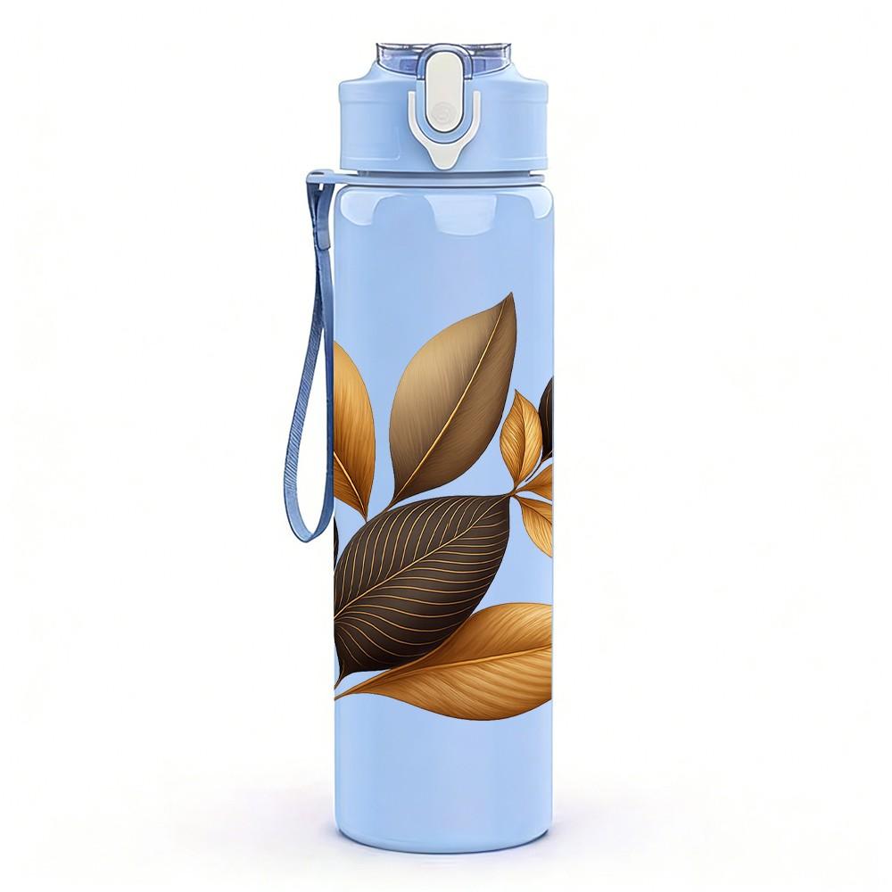 1PC Dried Autumn Leaf Branch 750ml Color Plastic Sports Water Bottle Leakproof Flip Straw Lid Suitable for Sports Office Home Use