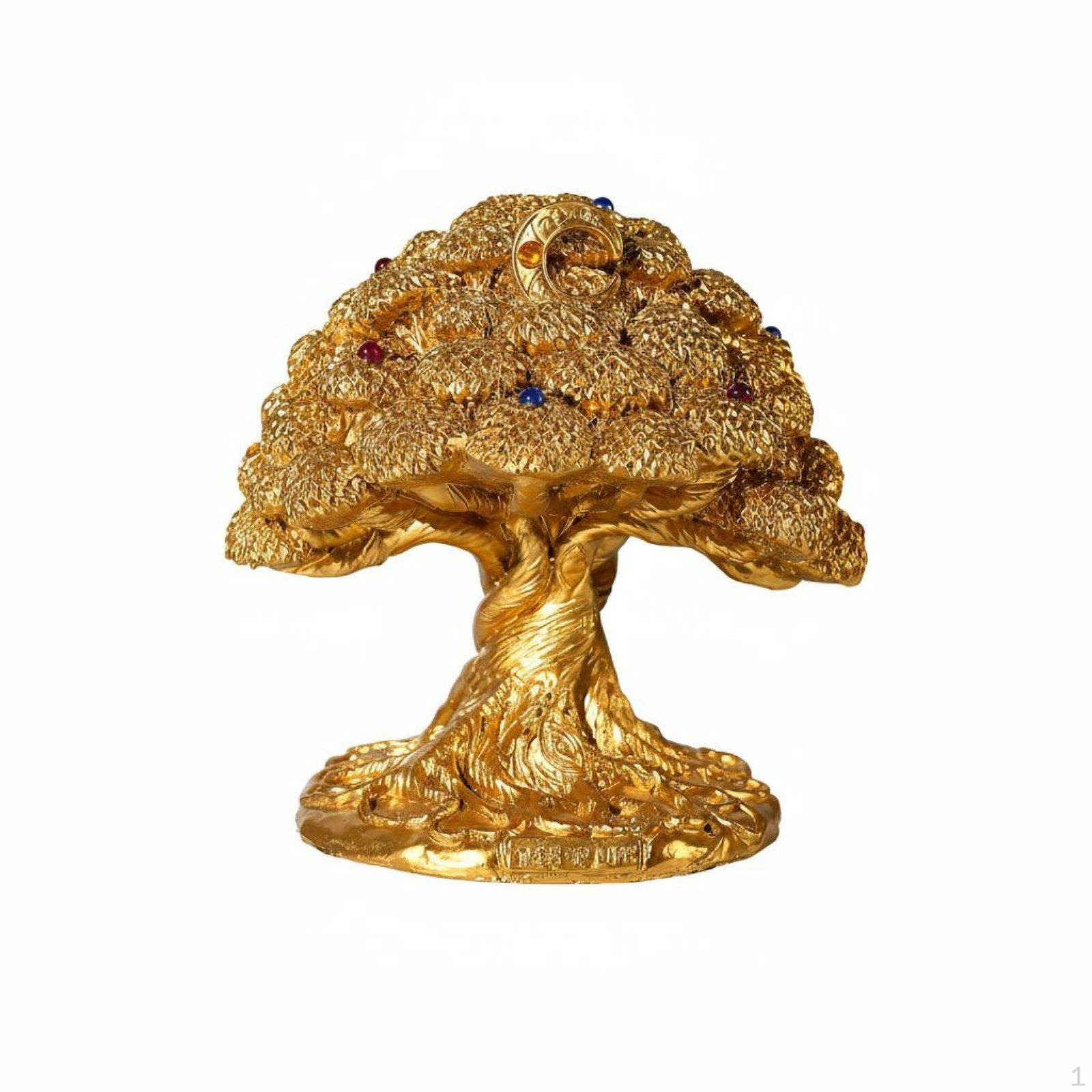 Mother Globe Statue Nature Influenced Cycle of Life Sculpture Symbolic Design Gold Tree of Life
