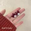 2024 D Retro Wine Red Velvet Rose Pearl Earrings: Hong Kong Style, Autumn/Winter Trend