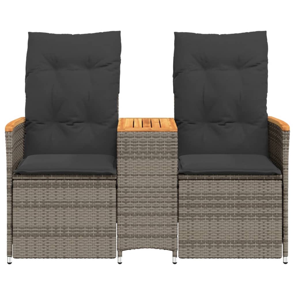 Vidaxl Rozkładana Sofa Ogrodowa Ze Stolikiem, 2-Os., Szara, Rattan Pe