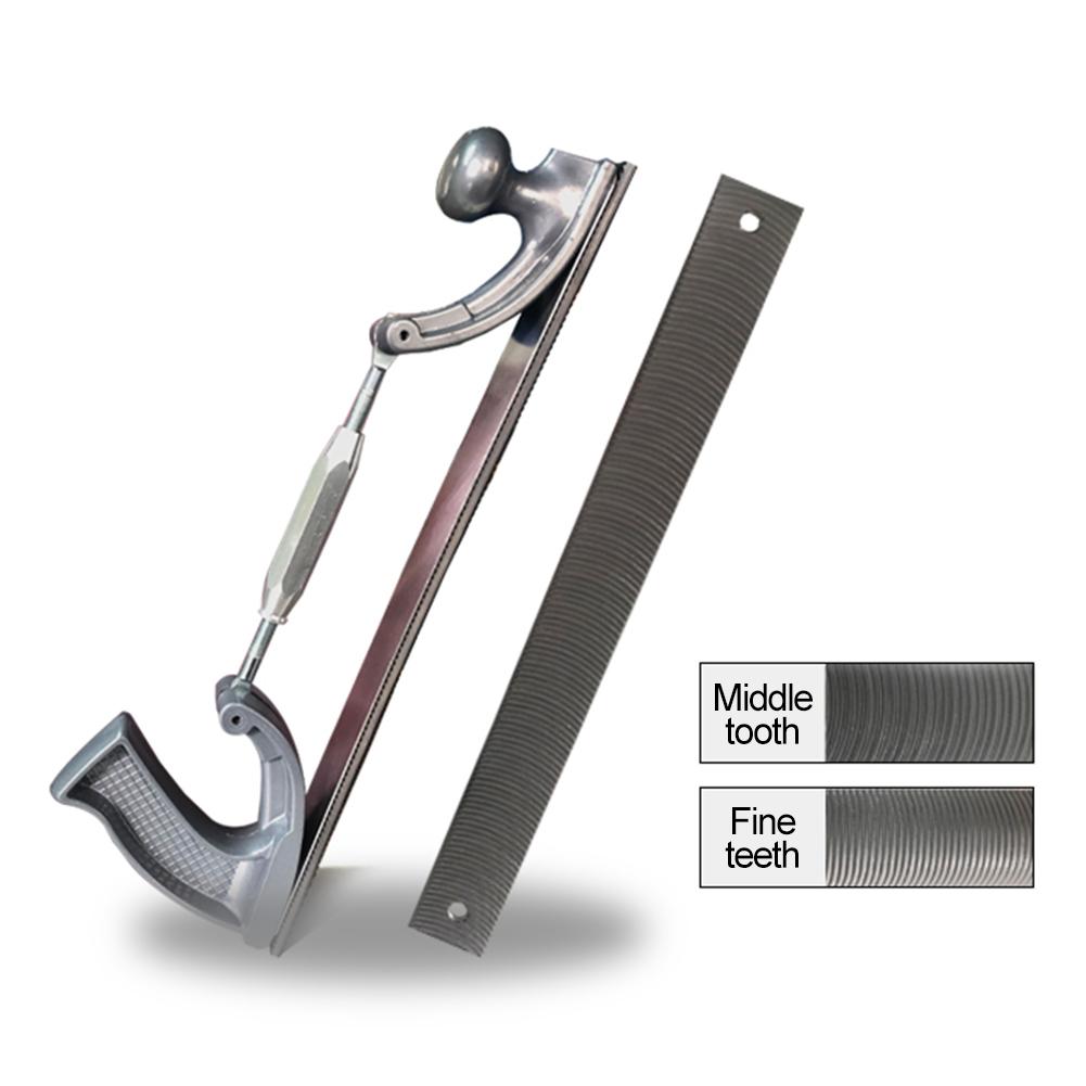 14" S/M Size Adjustable Frame Milled Tooth Car Body Polisher Files Metal Panel Polishing Curved Tooth Steel File Holder Dent Kit