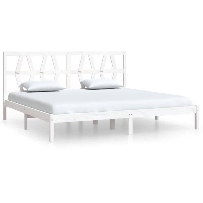 VidaXL Bed Frames White Solid Pine Wood 200x200 Cm 3104019