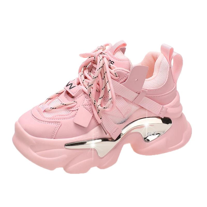 

Fashion Classic Sneakers Women Autumn Fashion Chunky Women Shoes Breathable Sneakers Tenis Feminino Trainers Zapatillas Mujer 8CM 34 розовый