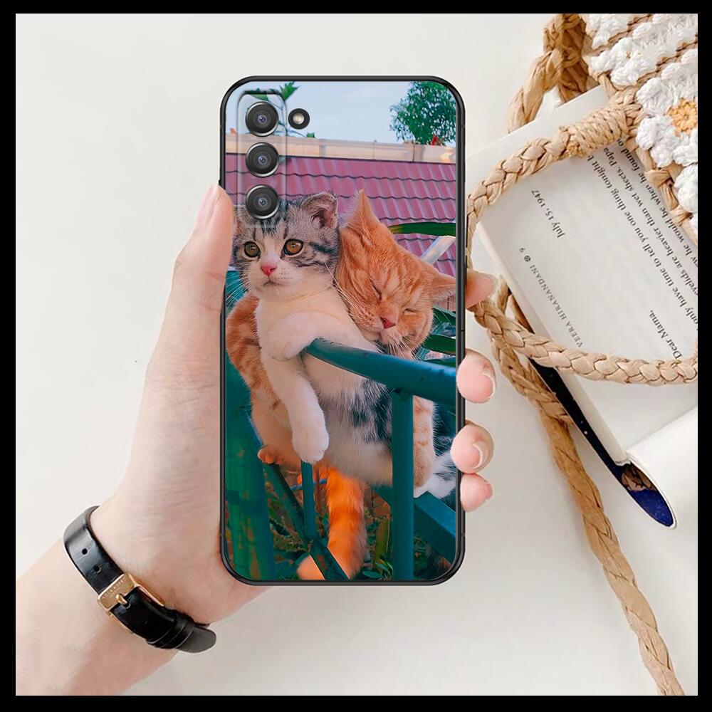 Funny Cartoon Cat Phone Cover Hull For SamSung Galaxy S6 S7 S8 S9 S10E S20 S21 S5 S30 Plus S20 Fe 5G Lite Ultra Edge