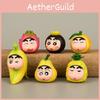 Adorable Pvc Cartoon Fruits Shin Chan Figures Dragon Fruit Mangosteen Orange Banana Pear Pineapple Collectibles