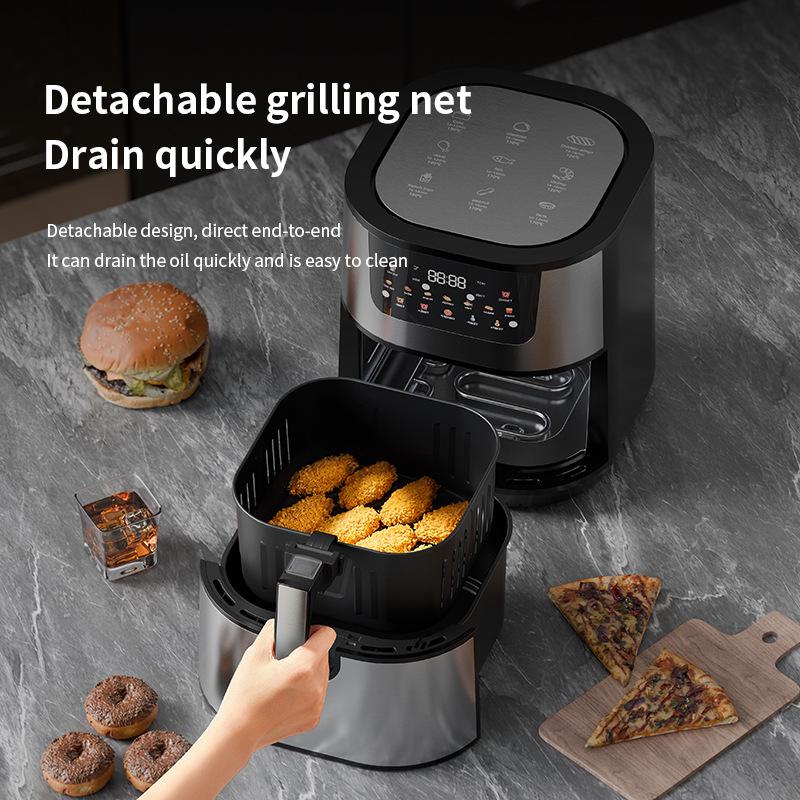 2025 Touch Control Stainless Steel Air Fryer with Large Capacity and Visible Cooking Chamber
