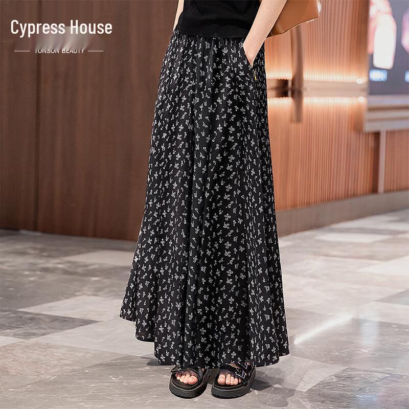 

Women s High-Waist Printed Wide-Leg Crop Pants M