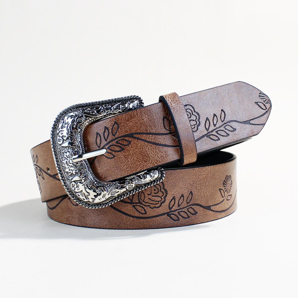 

Богемний Ретро Шкіряний Ремінь з Тваринним Принтом Корови для Жінок 105cm Length