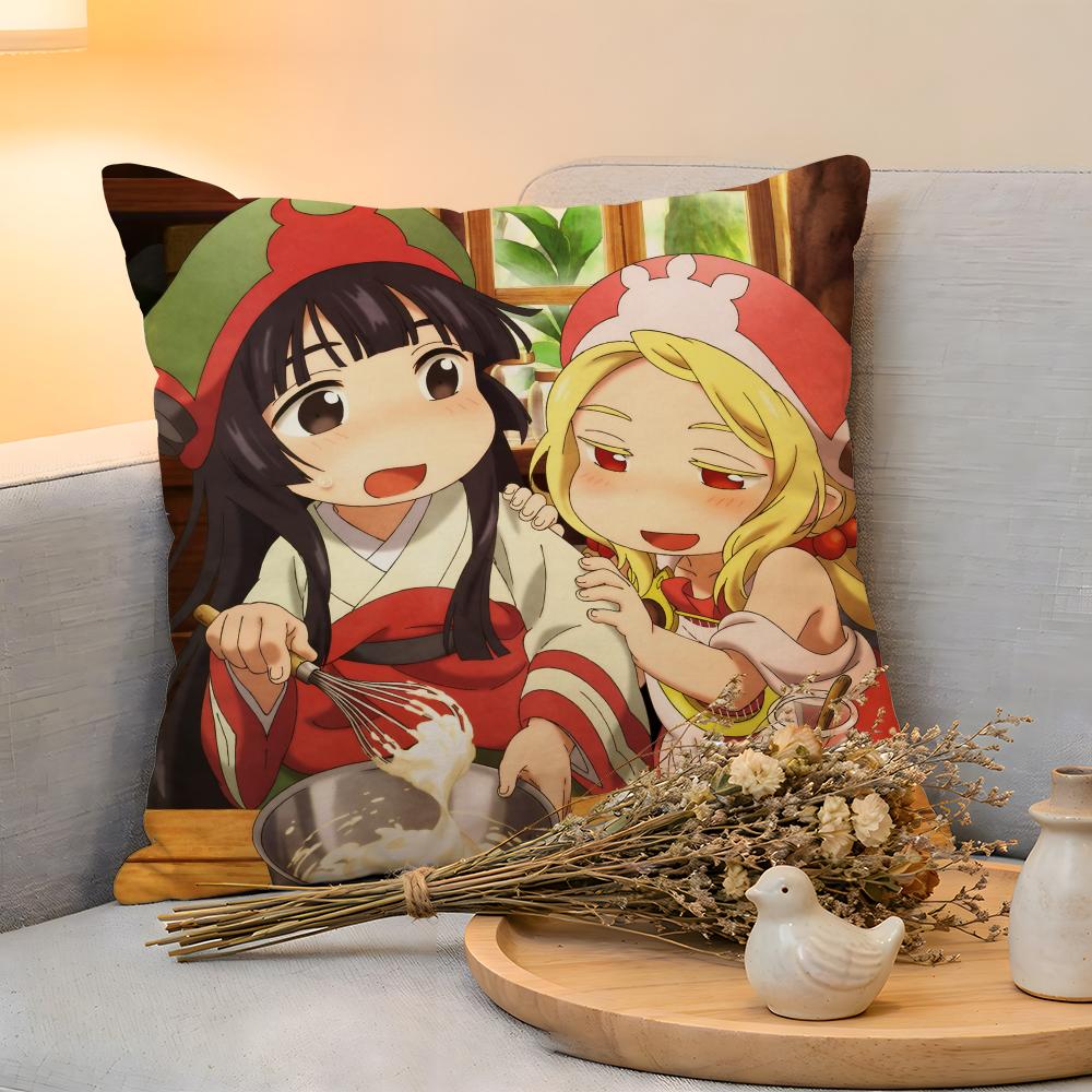 Cushion Cover  Linen  SkinFriendly Soft Decorative Case For Sofa Home Decor Kwaii Anime Hakumei And Mikochi Pillow cover