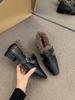 Thick Heel Retro Loafer Single Shoes Shoes Seasonal Plush Shoes Small Leather Shoes Warm Cotton Shoes