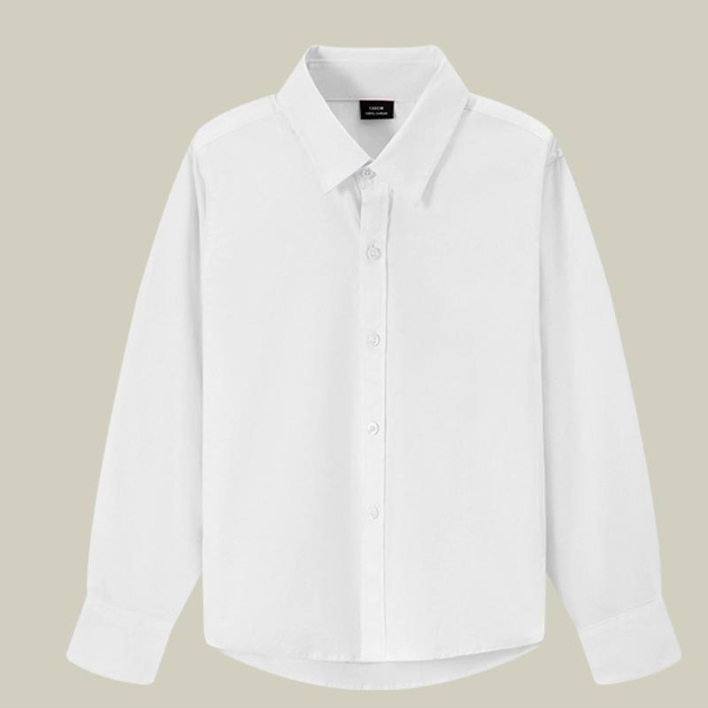 

Мальчик Белая Рубашка Дети Синий Ученики Школьная Форма Одежда для Выступлений Длинный Рукав Девочки Белая Футболка 9-10y