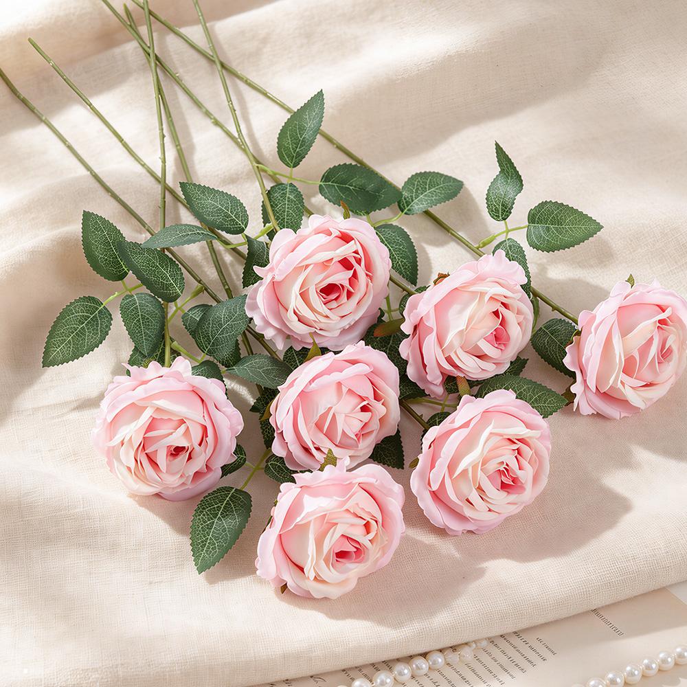 

3/5Pcs Pink Rose Artificial Flowers Fake Silk Bouquet For Wedding Decoration Table Home Decoration DIY Bridal Flower Arrangemen (White,5Pcs) білий