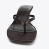 Fashion High Quality Black Silk Kitten Heel Design Brand Slipper Women Cozy Clip Toe Flip Flop Elegant Square Toe Thin Heel Slide Sandal