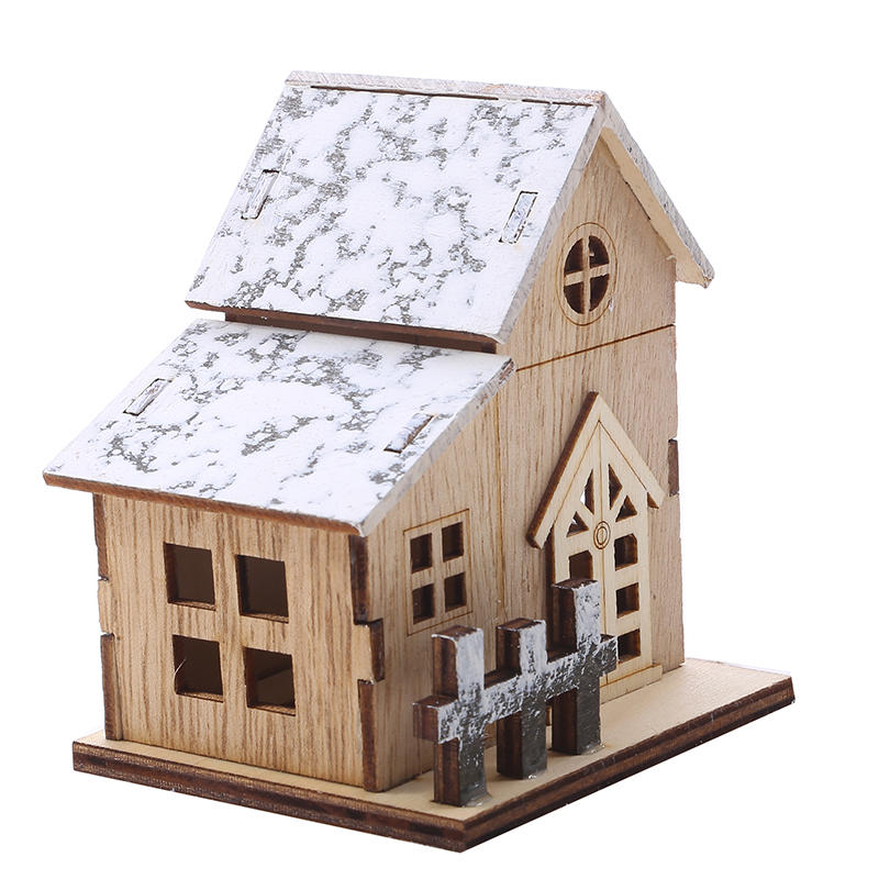 Christmas Wooden Desktop Decorative Ornaments Village Houses Adornment Small Ornament for Table Centerpiece