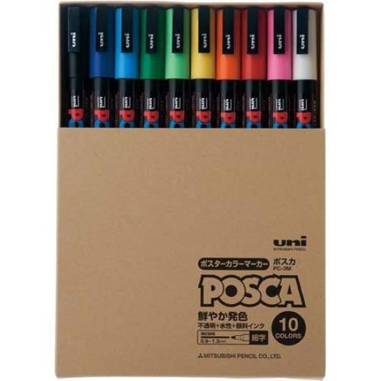Mitsubishi Pencil Fine Set Water-Based Markers, Posca, Point, 10-Color