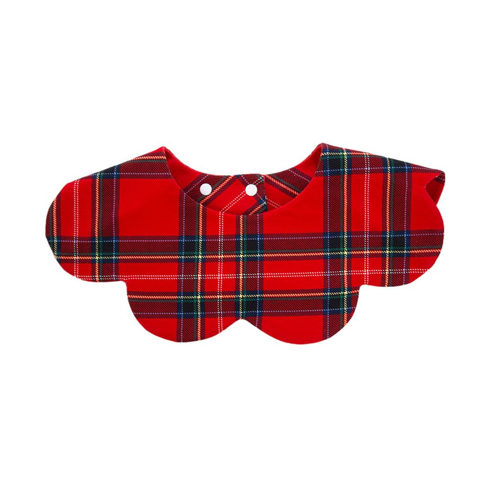360° Christmas Day Baby Bibs for Infant Boys Girls Plaid Saliva Towel Cute Korea O Neck Adjustable Button Feeding Burp Cloth