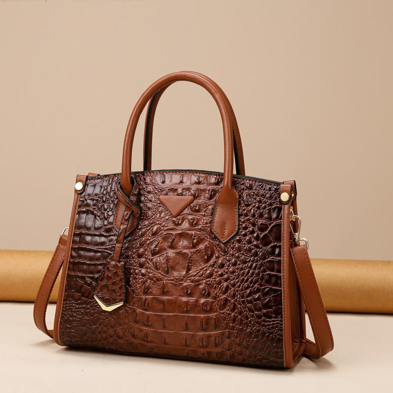 New Crocodile Pattern Messenger Bag Women's Texture Three-piece Portable Mother Bag Temperament Versatile Single Shoulder Tote Bag