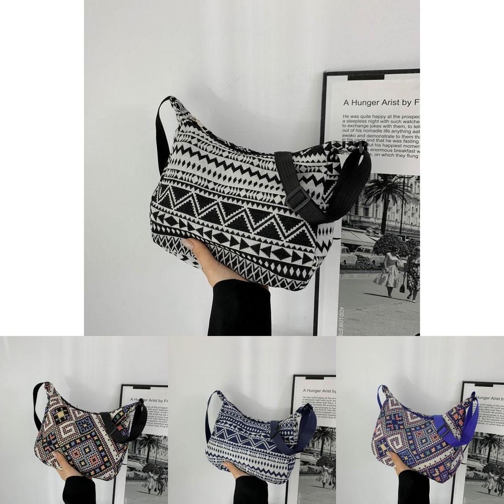 Stylish Durable Canvas Bucket Bag For Women With Embroidered Design And Wide Shoulder Strap