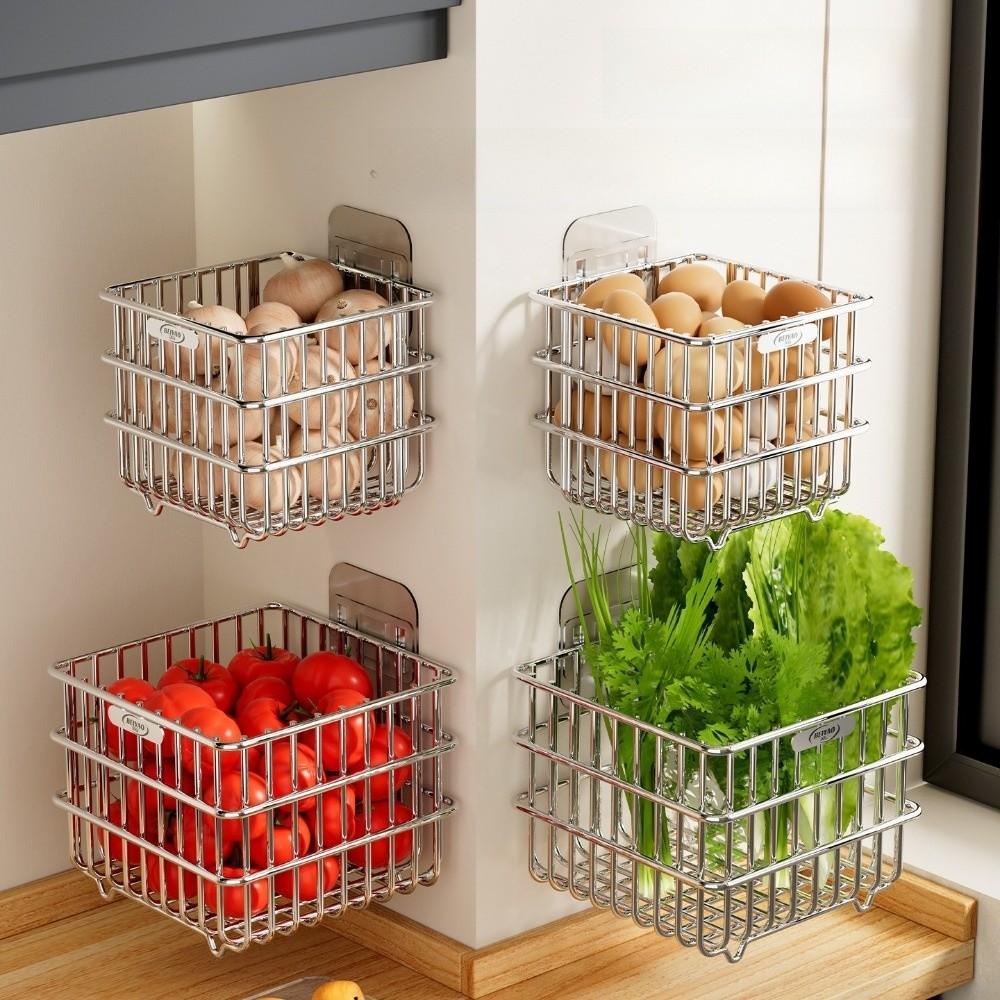 Hanging Kitchen Sundries Organizer 201 Stainless Steel Fruit Basket  Kitchen Supplies