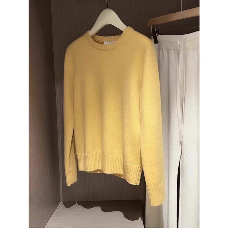 European Luxury Yellow Long Sleeve Raccoon Fur Knitwear - Autumn & Winter Women's Soft Sweater
