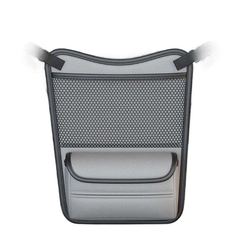 Leather Automotive Storage Pocket with Tissue Holder for Seat Gaps to Securely Hold Phones Drinks and Other Accessories