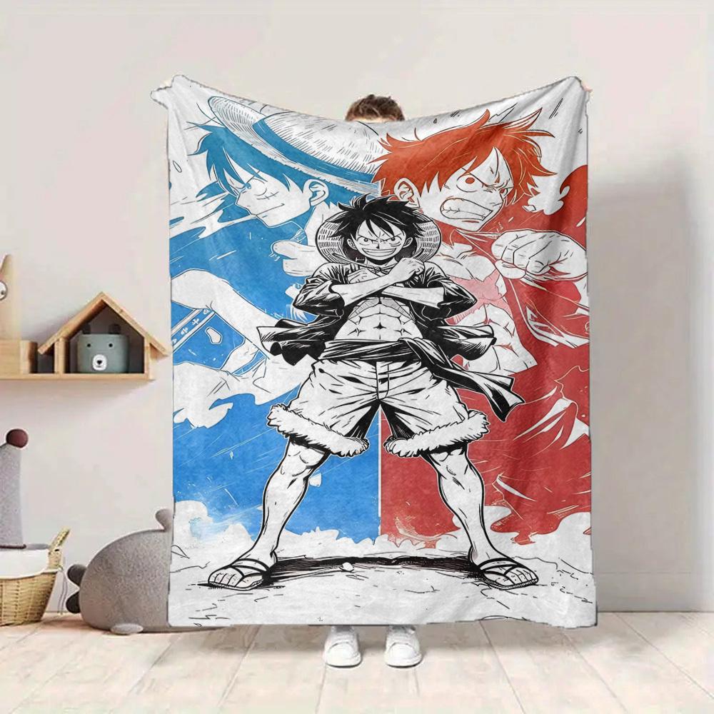 1pc Monkey D. Luffy Flannel Blanket [Cozy Throw Blanket] For Sofa, Bed, Travel, Camping, Livingroom, Office, Couch, Chair, And Bed